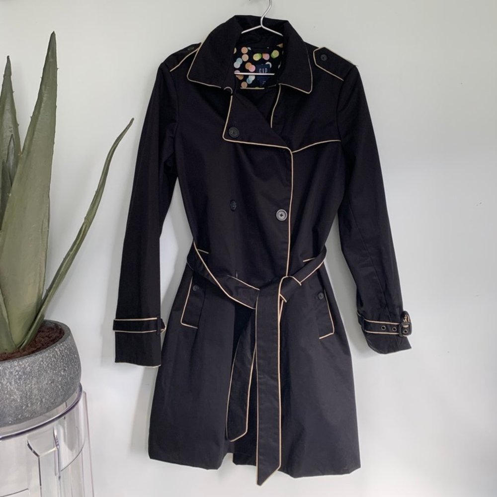 Gap Trench Coat water resistant with contrast piping and polka dot linin… - Picture 3 of 13